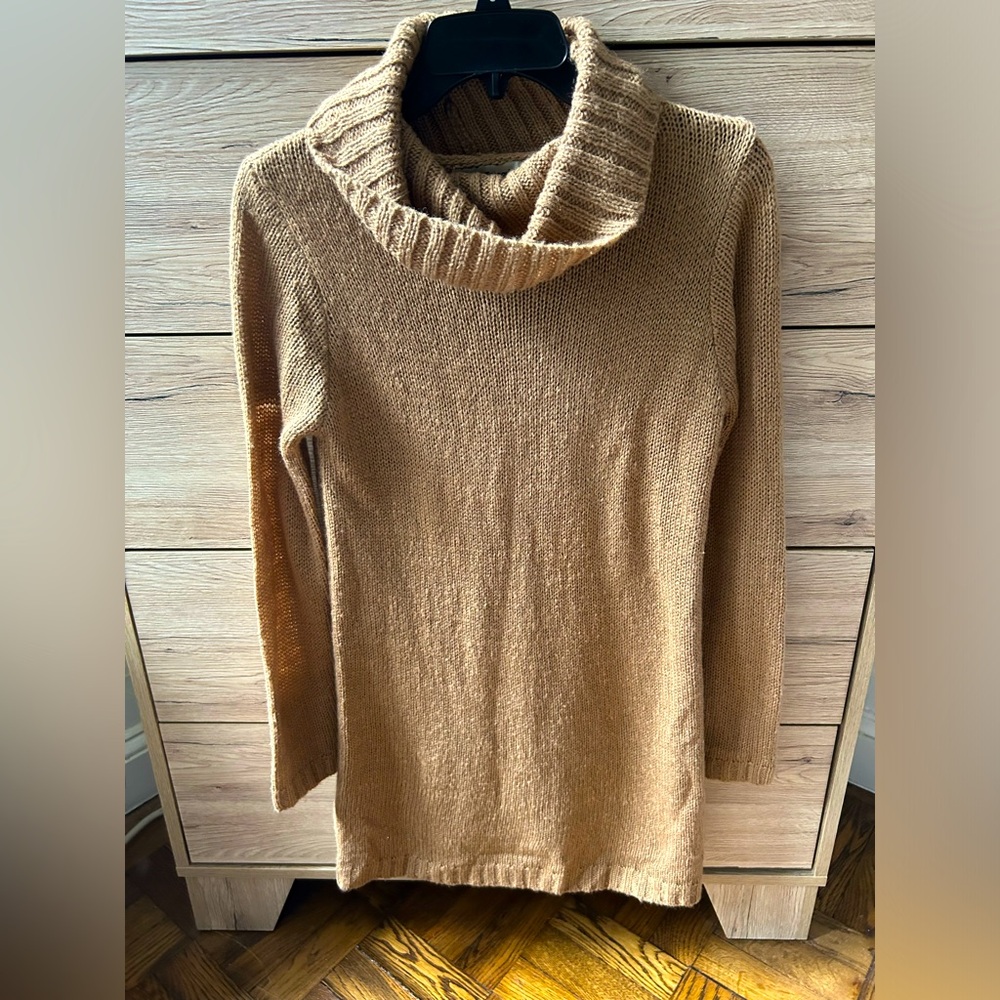 Tan long sleeve sweater mini dress